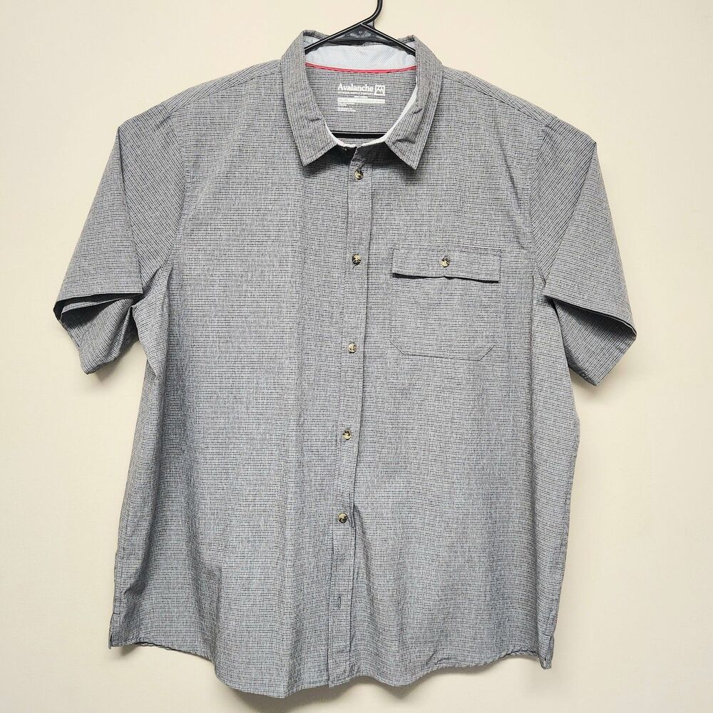 Avalanche Mens XXL Shirt Gray Stripe Short Sleeve Performance